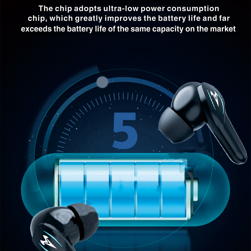 TWS Bluetooth Headset LED Wireless Headphones 9D Stereo Sports Waterproof Earphones Low Latency Gaming Earbuds with Microphone