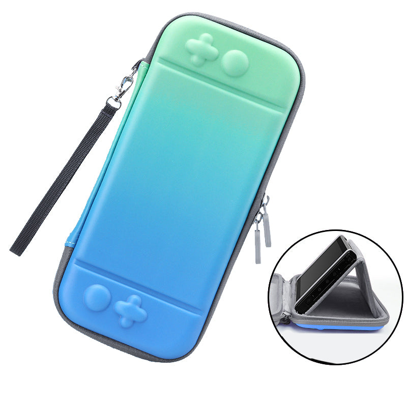 For Nintendo Switch Gradient Color Travel PU Leather Protective Case with Stand Function and Carrying Strap Portable Soft Liner Storage Bag