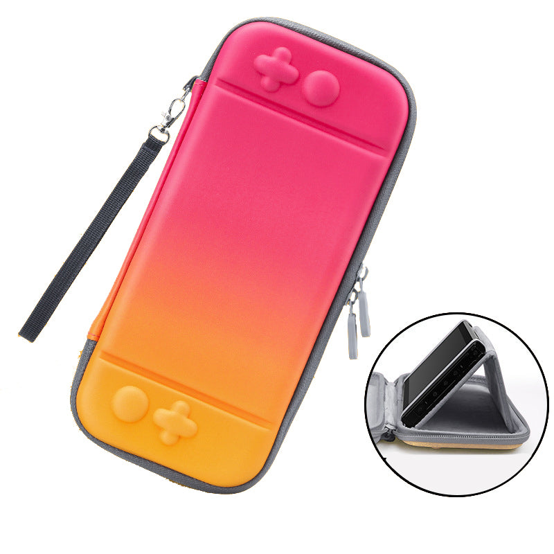 For Nintendo Switch Gradient Color Travel PU Leather Protective Case with Stand Function and Carrying Strap Portable Soft Liner Storage Bag