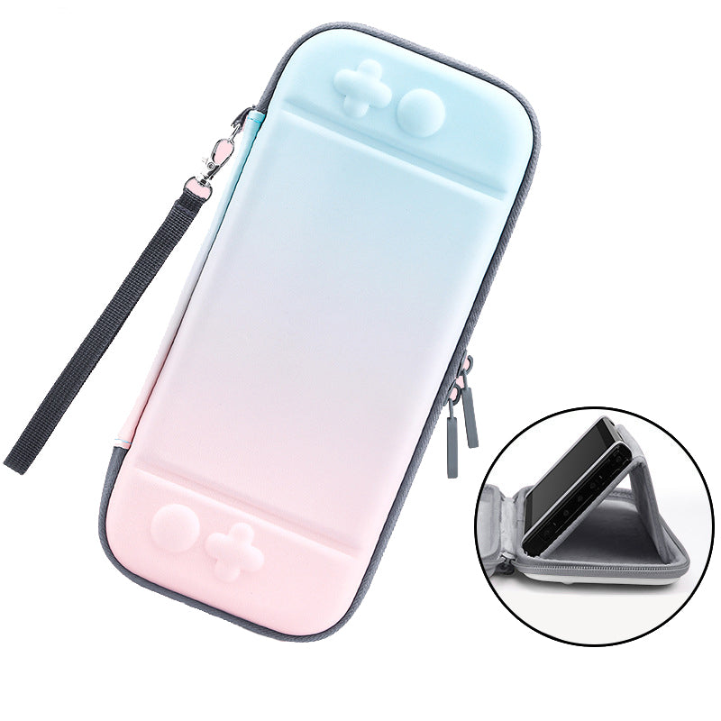 For Nintendo Switch Gradient Color Travel PU Leather Protective Case with Stand Function and Carrying Strap Portable Soft Liner Storage Bag