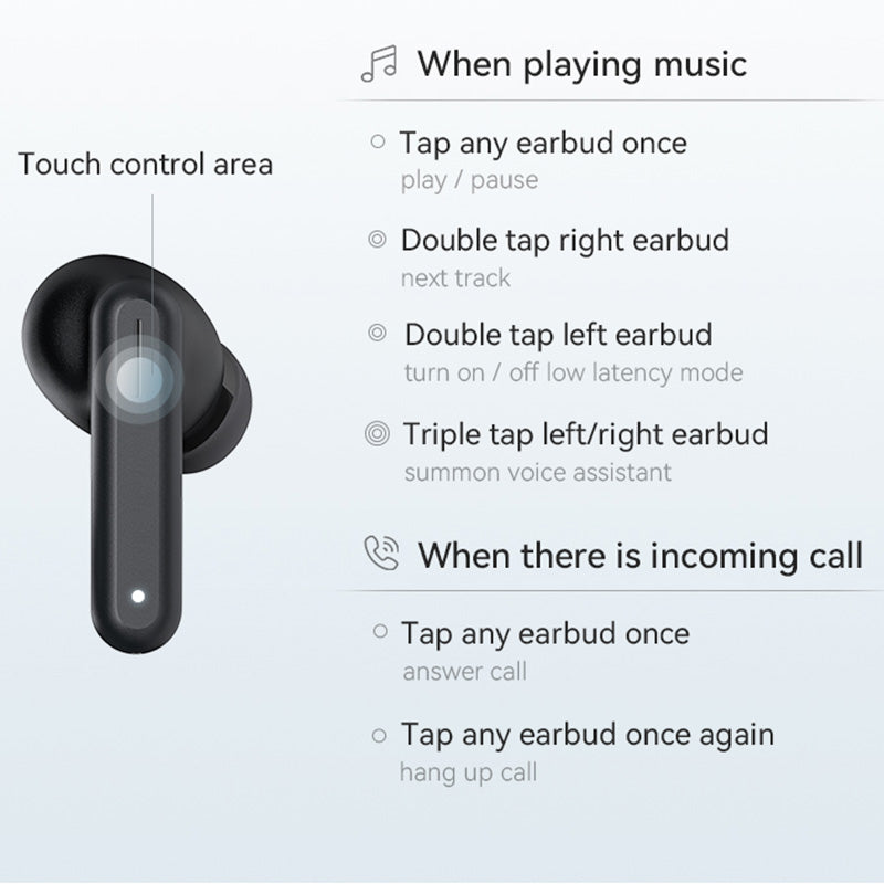 HAYLOU GT7 TWS Bluetooth 5.2 Earphone Earbuds In-ear Touch Wireless Stereo Gaming Music Headset