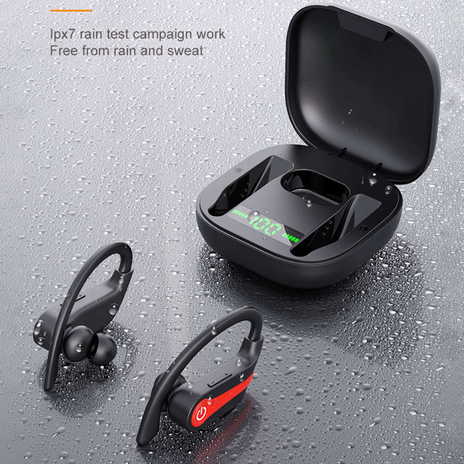 POWER Q20 PRO Headphones Ear Hook Waterproof TWS Wireless Bluetooth Earphones Earbuds Powerful Sound with Digital Display Screen Charging Bin