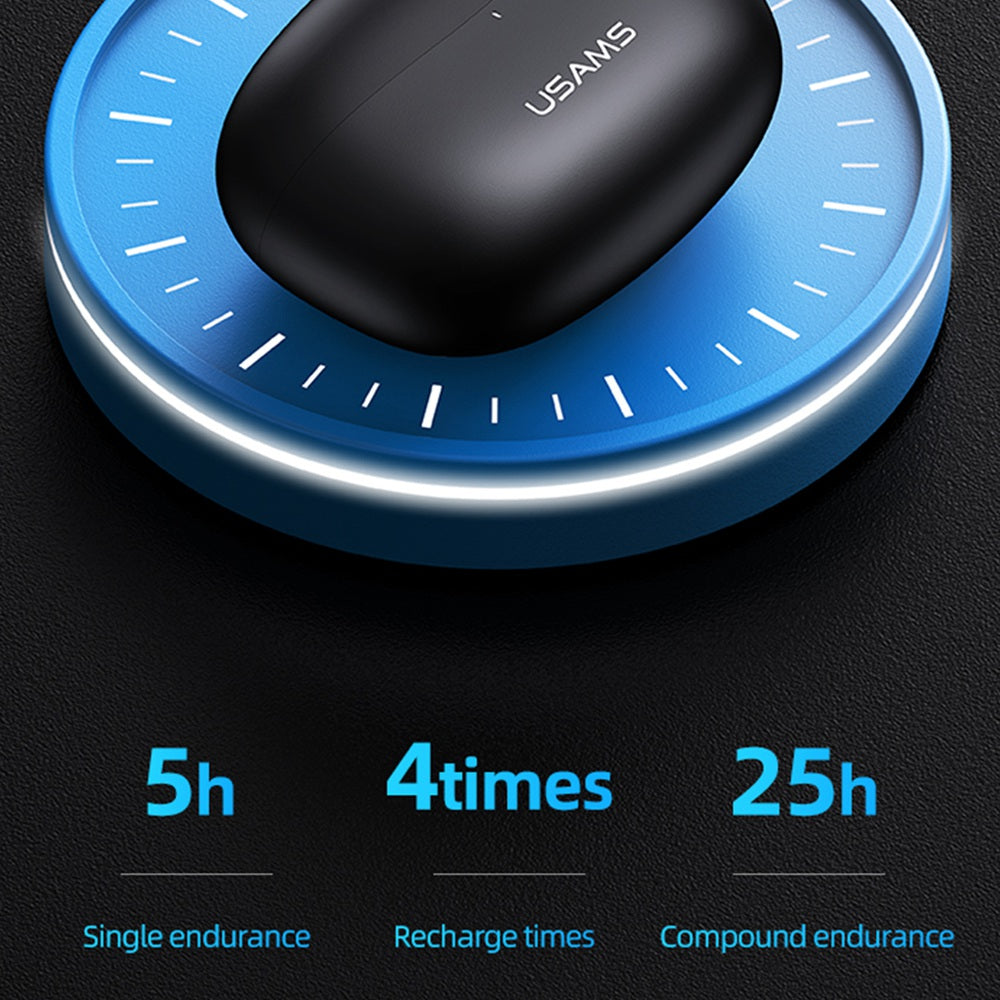 USAMS USAMS-BH11 Earphone TWS Wireless Bluetooth Headset Noise Reduction Low-Latency Gaming Headphone with Charging Case