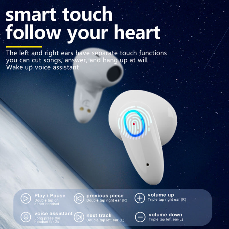 KOLINSKY KS55 trådløse øretelefoner Binaural TWS Mini Sports hovedtelefon Touch Control Bluetooth 5.1 Gaming Headset med digital skærm