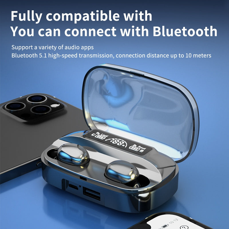 TG16 Bluetooth 5.1 Earphones with Charging Case LED Digital Display Touch Control Earbuds
