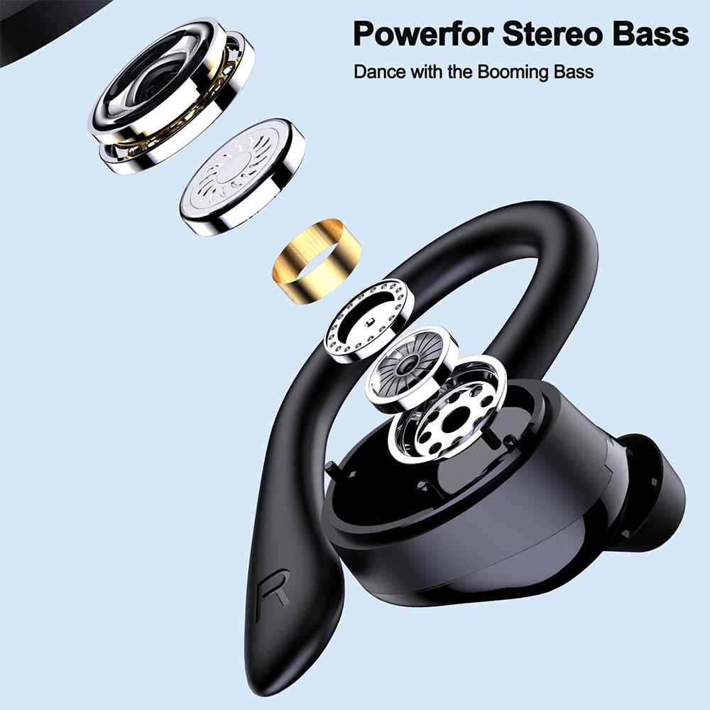 Q23 Ear Hook Headsets Waterproof TWS Wireless Bluetooth Earbuds Sports Touch Controlled Earphones with Charging Cable