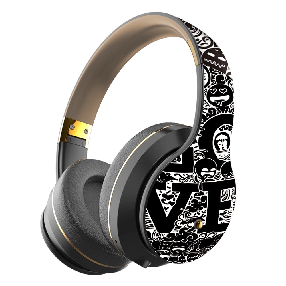EL-B1 Graffiti Bluetooth Headset Adjustable Wireless Headphone Folding Head-Mounted Earphone Compatible with Android Apple Microsoft System