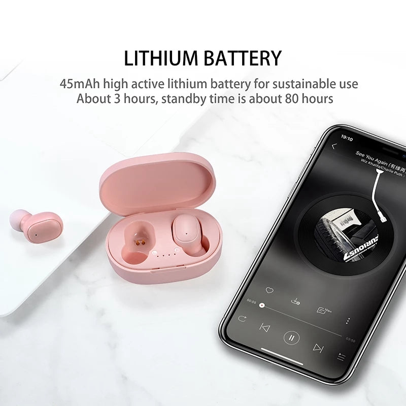 Bezdrátová náhlavní souprava Bluetooth A6S Mini Binaurální hudební sluchátka do uší s potlačením hluku Sluchátka TWS s nabíjecím pouzdrem