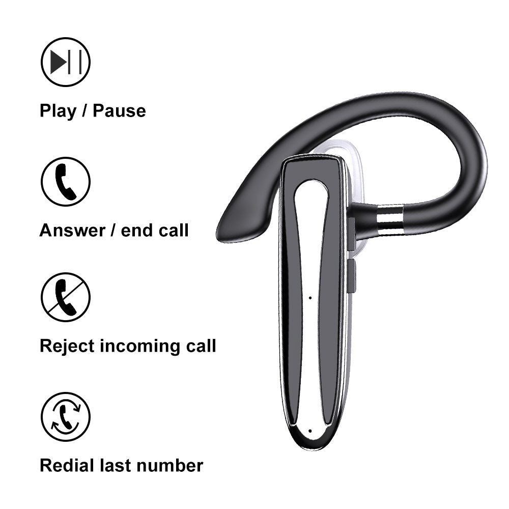 M-W8 Hands-Free Single Ear Headset Bluetooth Wireless Earhook Headphone Earphone with Built-in Noise Canceling Microphone and Charging Case
