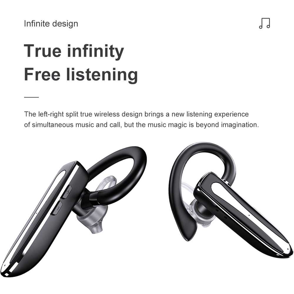 M-W8 Hands-Free Single Ear Headset Bluetooth Wireless Earhook Headphone Earphone with Built-in Noise Canceling Microphone and Charging Case