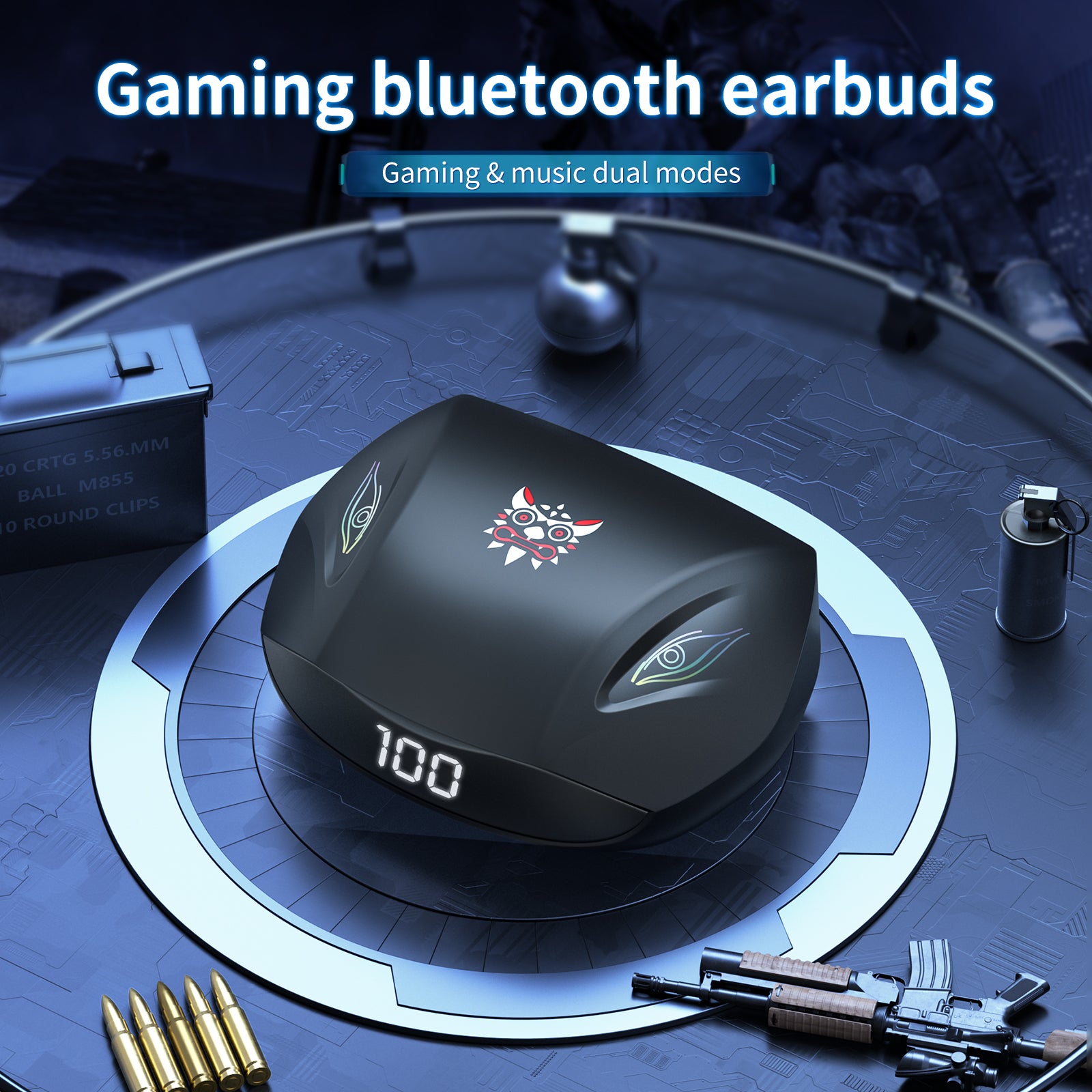 ONIKUMA T33 Wireless Earbuds Noise Cancelling Bluetooth Earphones TWS BT5.1 E-sports Gaming Earphones with Charging Box