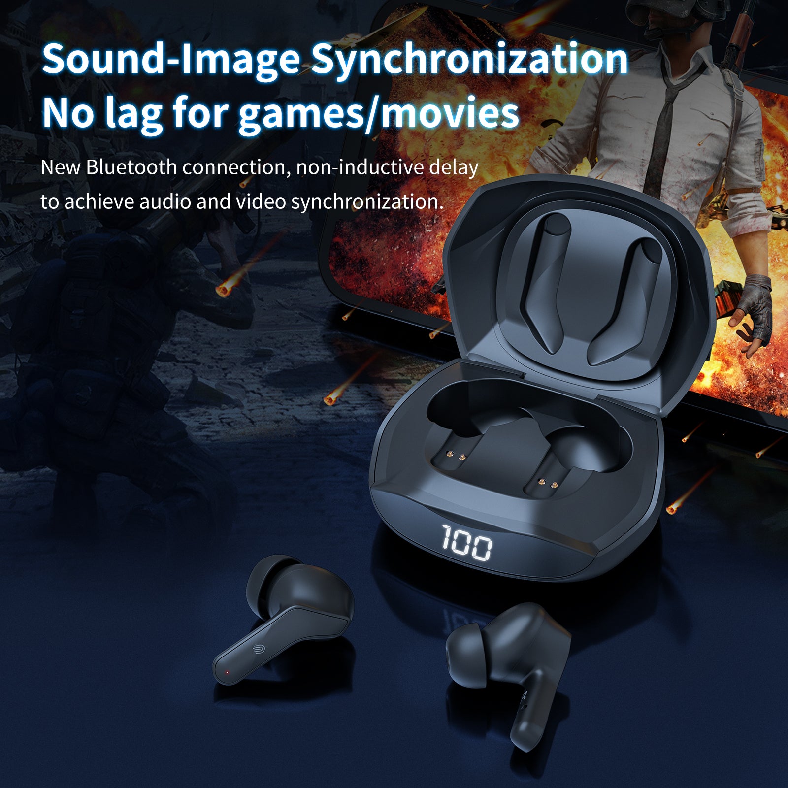 ONIKUMA T33 Wireless Earbuds Noise Cancelling Bluetooth Earphones TWS BT5.1 E-sports Gaming Earphones with Charging Box