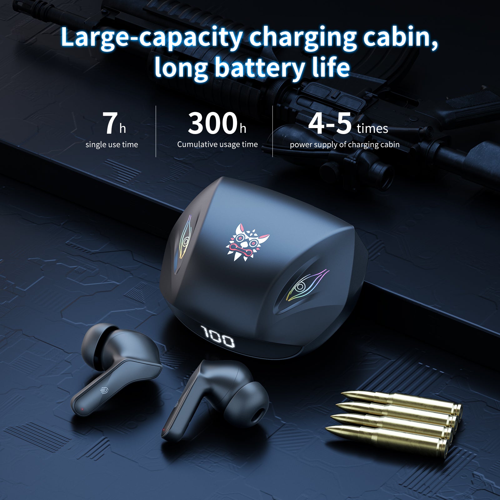 ONIKUMA T33 Wireless Earbuds Noise Cancelling Bluetooth Earphones TWS BT5.1 E-sports Gaming Earphones with Charging Box