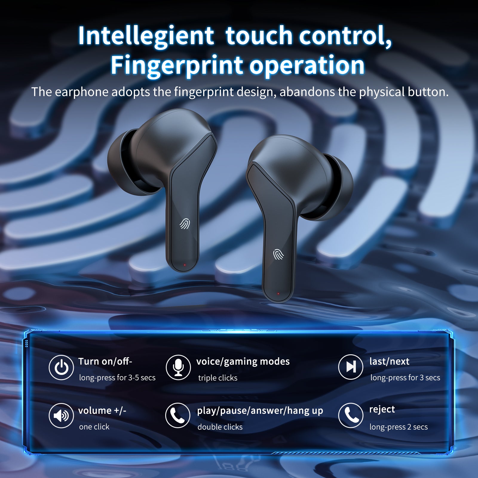 ONIKUMA T33 Wireless Earbuds Noise Cancelling Bluetooth Earphones TWS BT5.1 E-sports Gaming Earphones with Charging Box