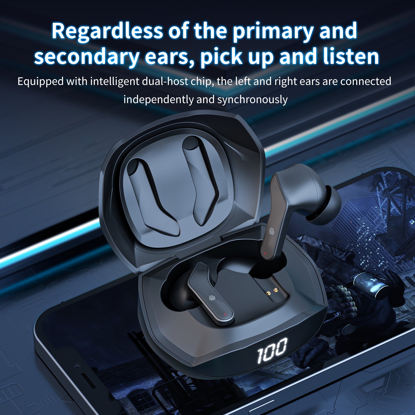 ONIKUMA T33 Wireless Earbuds Noise Cancelling Bluetooth Earphones TWS BT5.1 E-sports Gaming Earphones with Charging Box