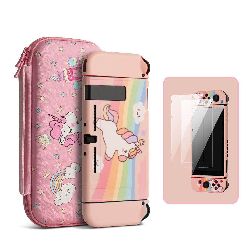 Carrying Case Kit for Nintendo Switch Travel Storage Bag with Protective Case and Screen Protector