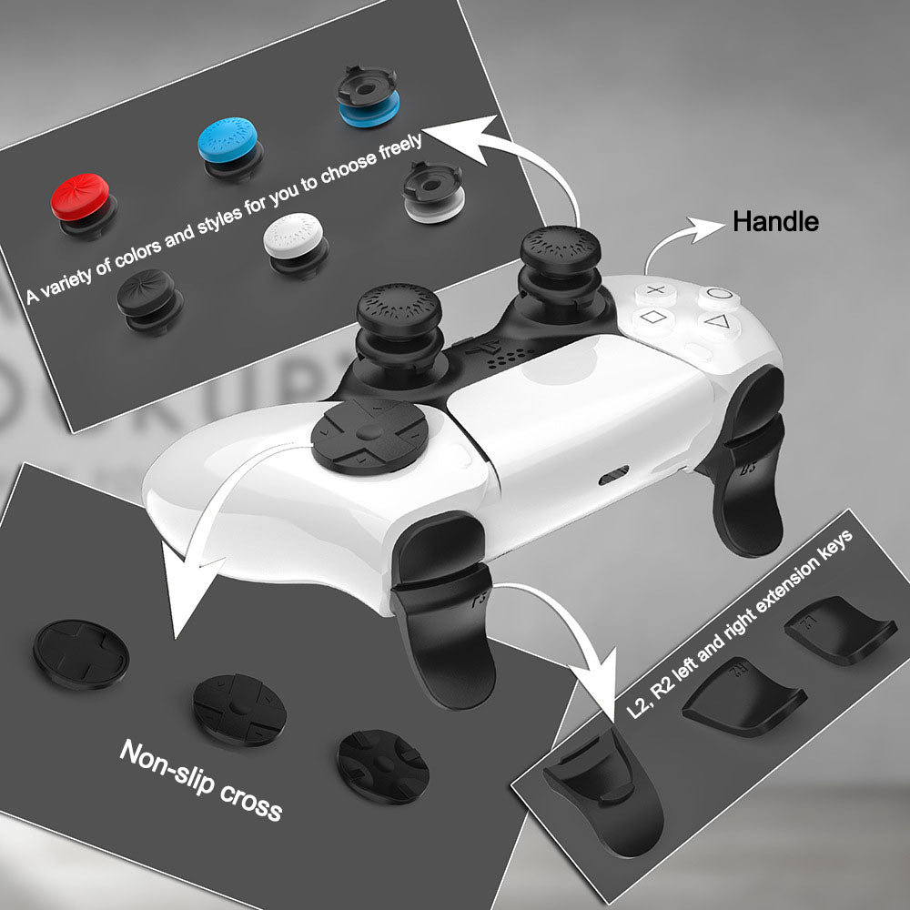 For Playstation 5 PS5 Controller Thumb Grips Sticks Joystick L2 R2 Trigger Extender D-pad Button Set Anti-Slip Replacement Parts