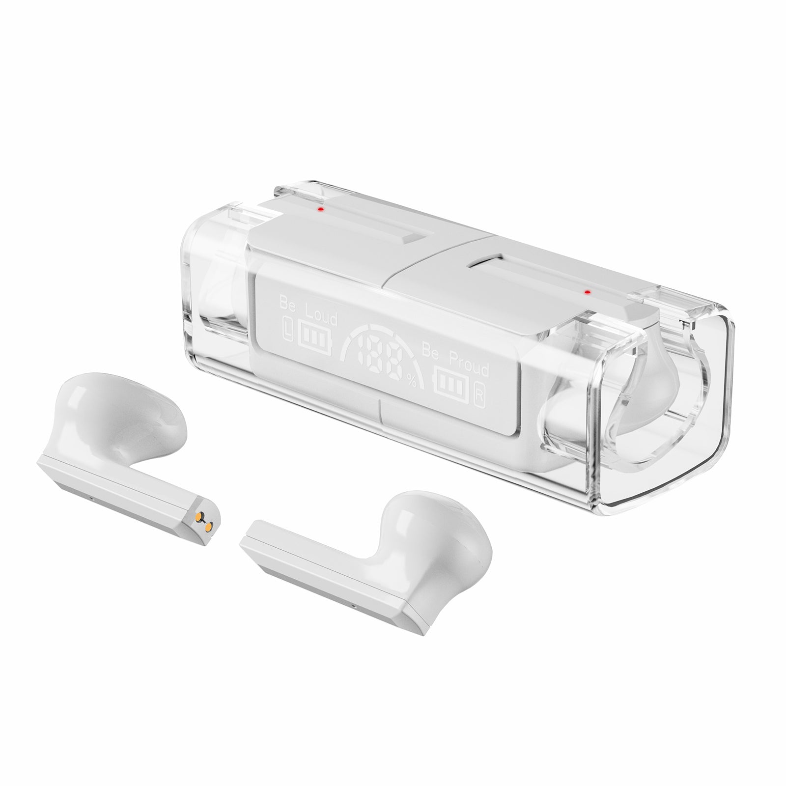 LB83 Bluetooth Wireless Earphone Stereo HiFi Sound Transparent Design Sports Headset with Digital Display Charging Case