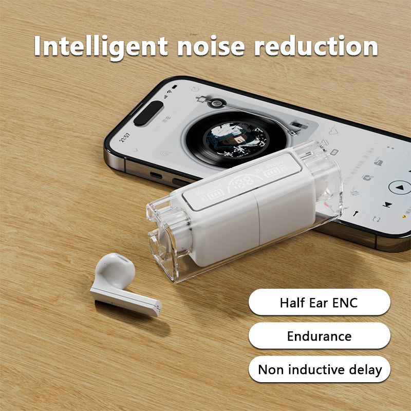 LB83 Bluetooth Wireless Earphone Stereo HiFi Sound Transparent Design Sports Headset with Digital Display Charging Case