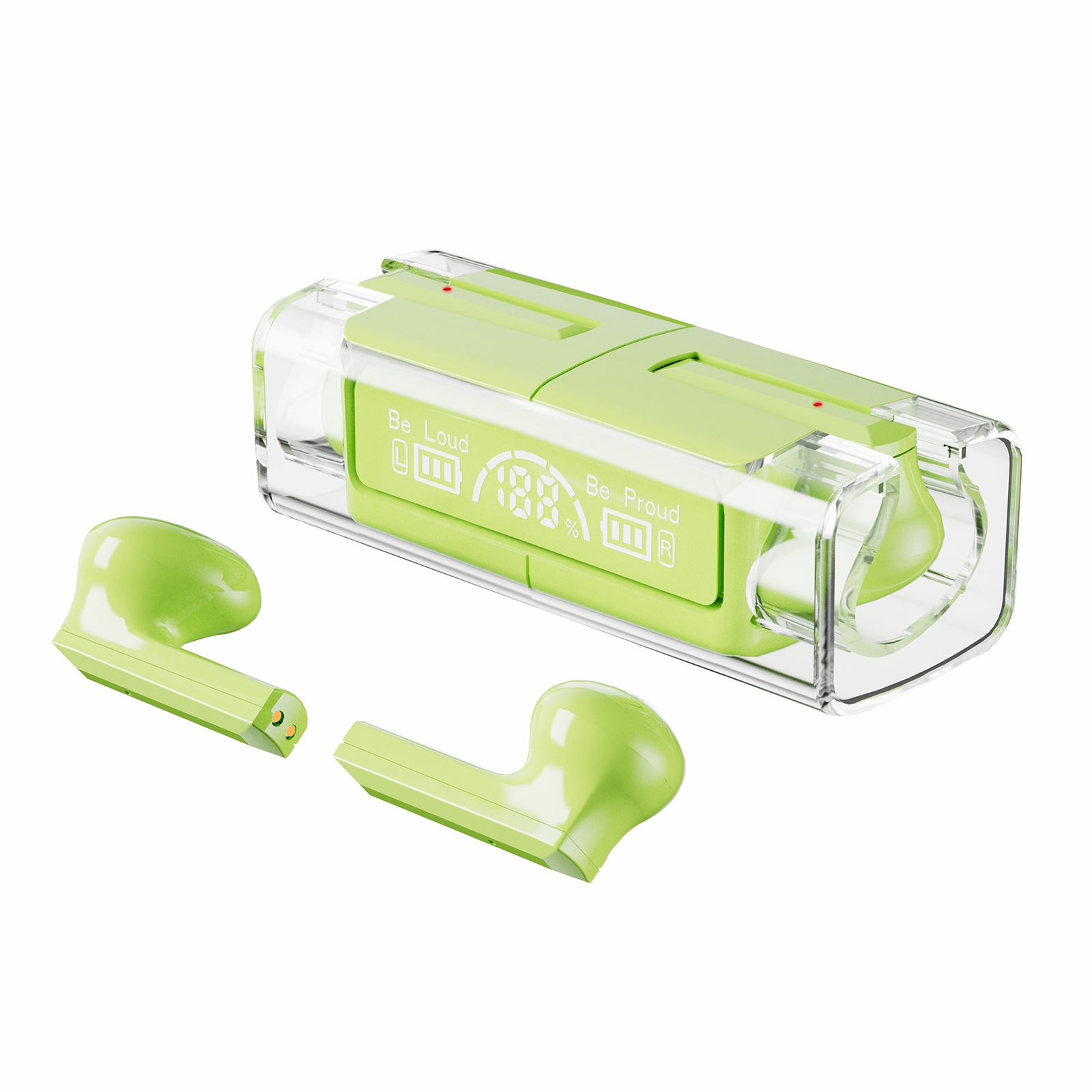 LB83 Bluetooth Wireless Earphone Stereo HiFi Sound Transparent Design Sports Headset with Digital Display Charging Case