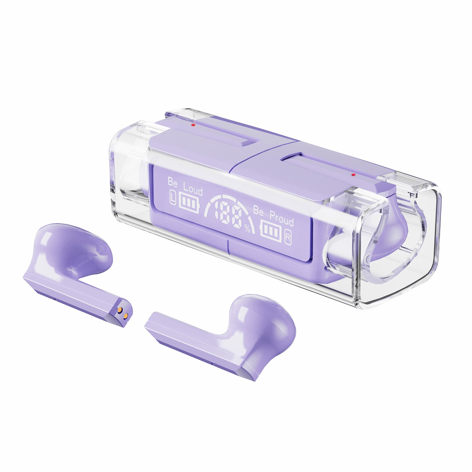 LB83 Bluetooth Wireless Earphone Stereo HiFi Sound Transparent Design Sports Headset with Digital Display Charging Case