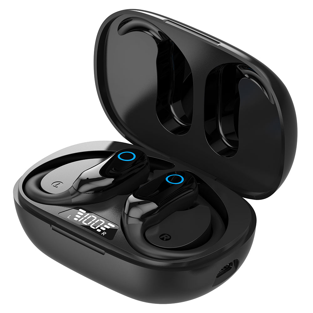 i26 Bluetooth Wireless Ear-Hook Earbud Waterproof Sports Earphone Headphone with Digital Display Charging Case