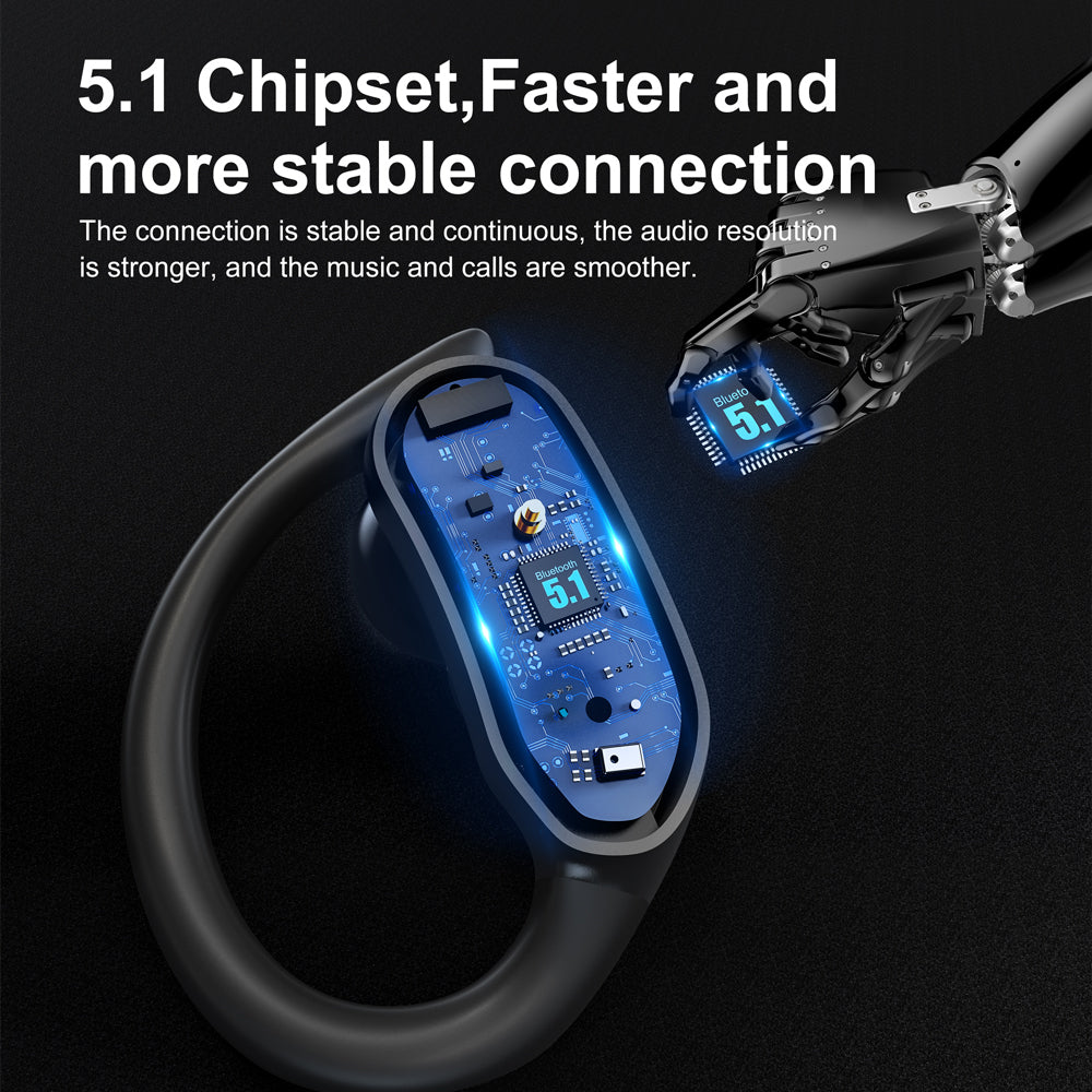 i26 Bluetooth Wireless Ear-Hook Earbud Waterproof Sports Earphone Headphone with Digital Display Charging Case