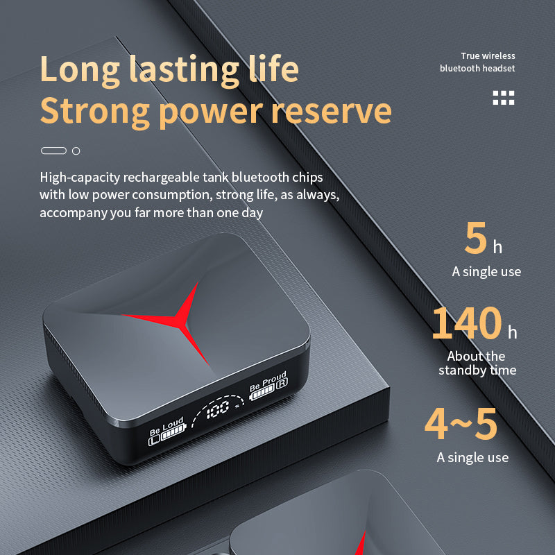 M90 TWS Bluetooth In-ear Earphone Stereo Music Wireless Touch Headset with Digital Display Charging Case