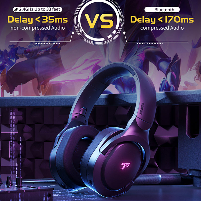 SOMIC GS710 Multifunctional Bluetooth Headphone Lossless 2.4Ghz Wireless Wired Gaming Headset with Mic