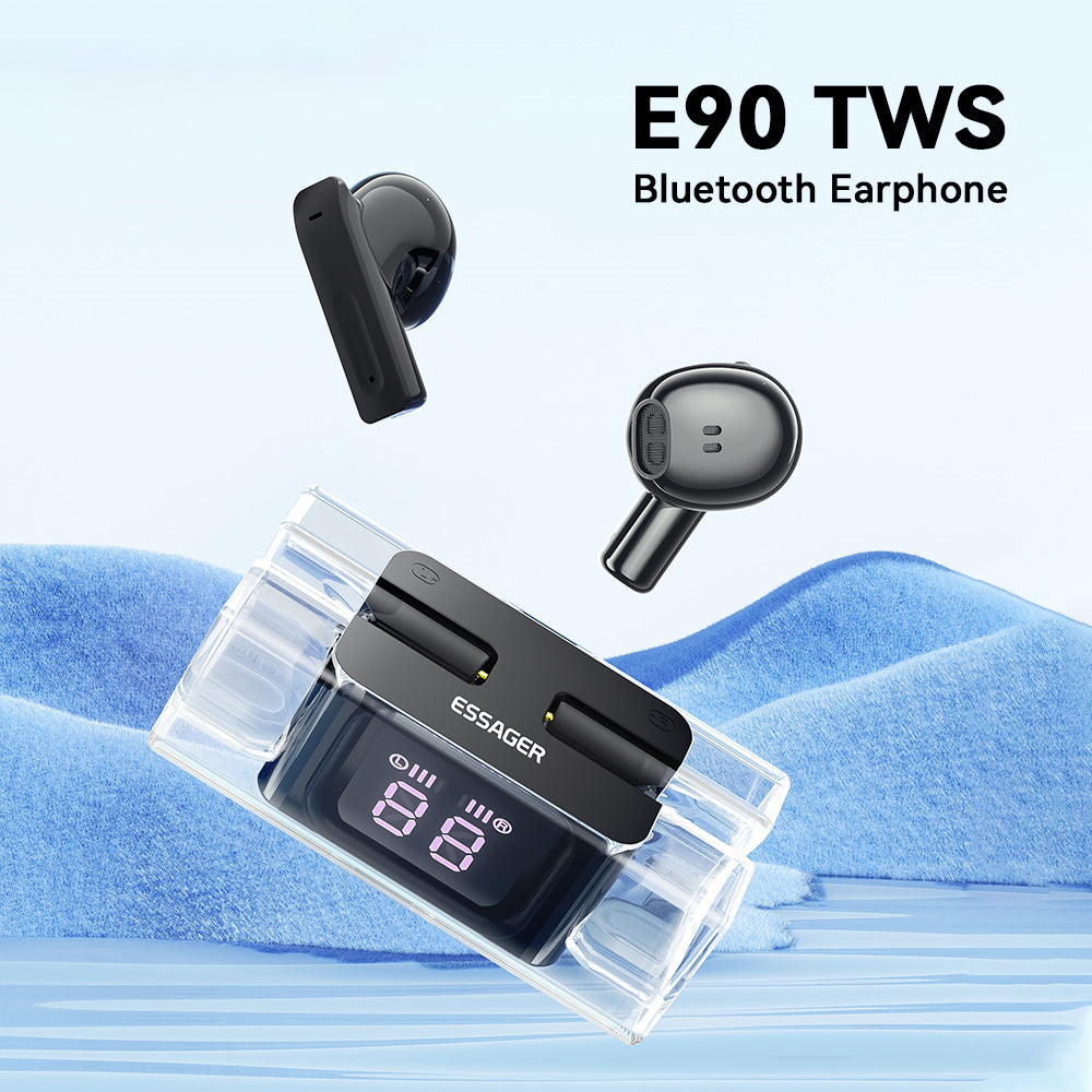 ESSAGER E90 TWS Wireless Bluetooth 5.3 Touch Earphone Digital Display Stereo Music Headset