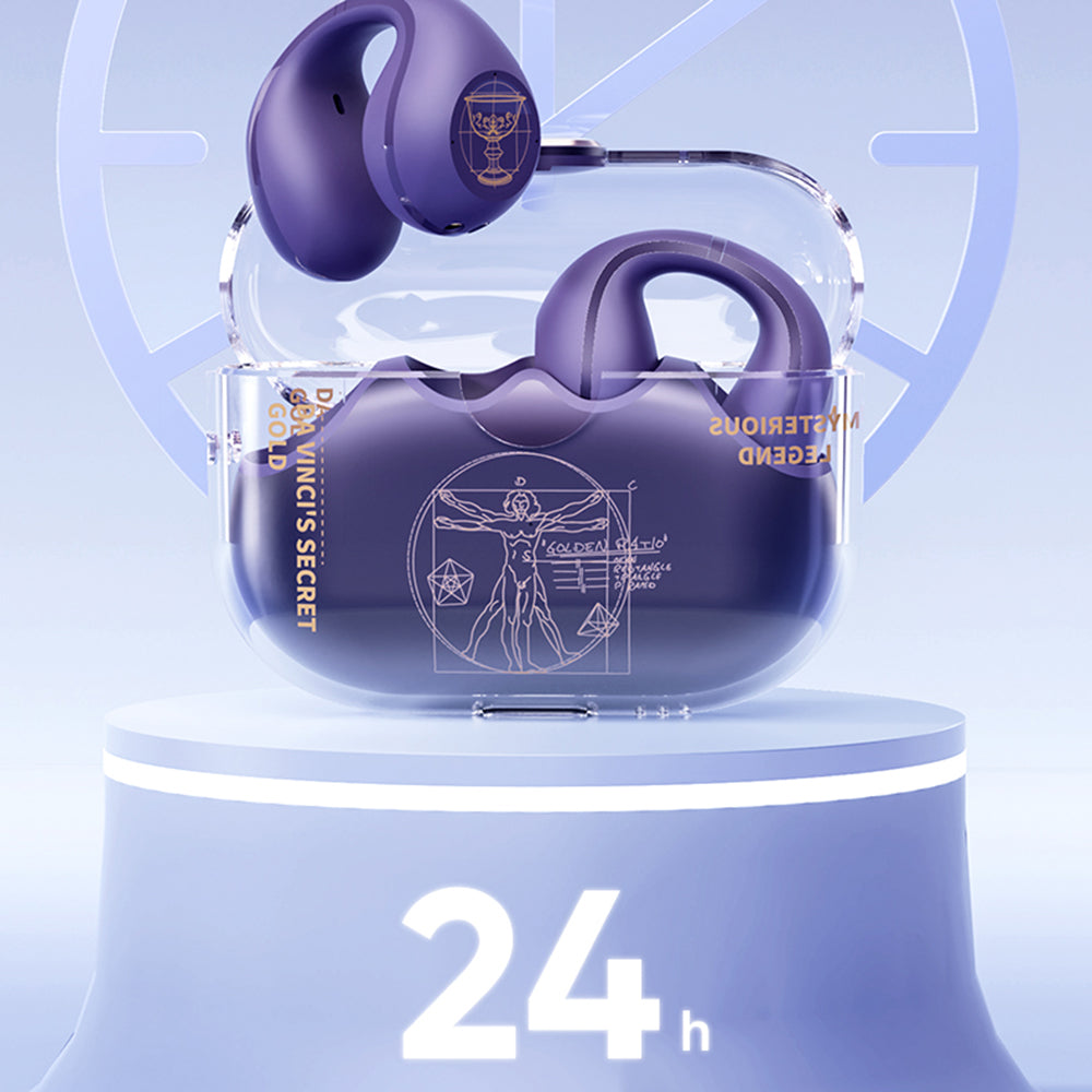 ROCK RAU0764 TWS Wireless Bluetooth Ear Clip Earphone Creative Pattern Stereo Music Headset