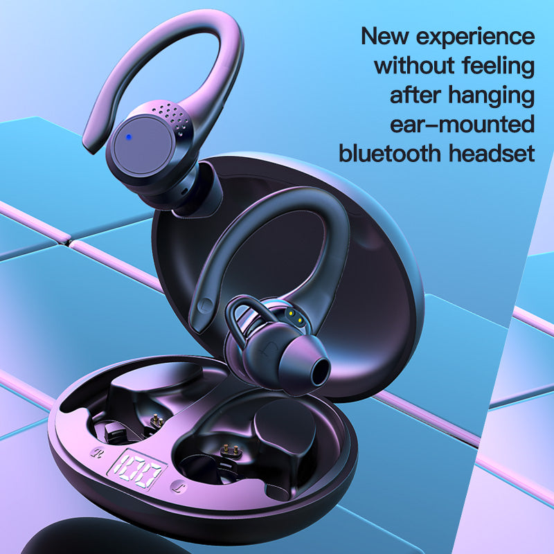 AX9 Bluetooth 5.2 TWS Headset Wireless Earbuds Digital Display Headphones Ear-Hook Sports Earphones