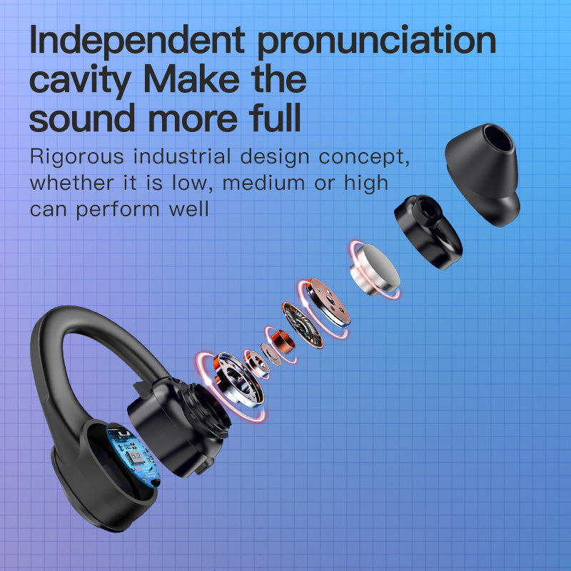 AX9 Bluetooth 5.2 TWS Headset Wireless Earbuds Digital Display Headphones Ear-Hook Sports Earphones