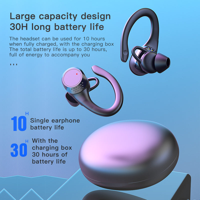 AX9 Bluetooth 5.2 TWS Headset Wireless Earbuds Digital Display Headphones Ear-Hook Sports Earphones