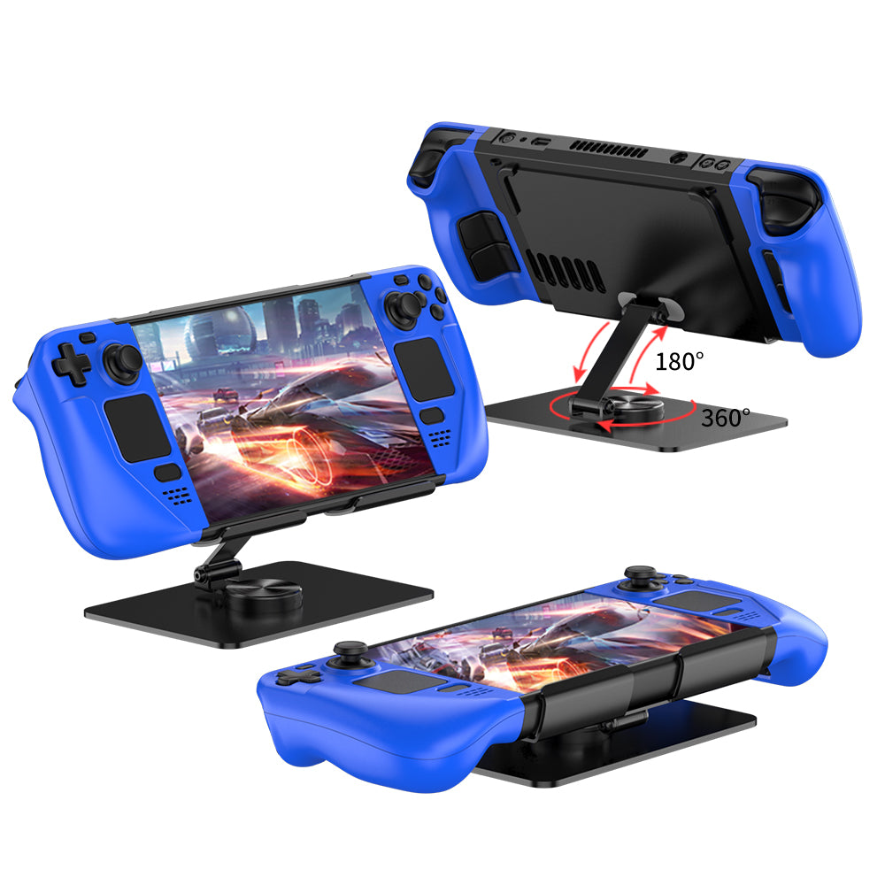 For Steam Deck Shockproof Carbon Steel Protective Case Anti-drop Game Controller Cover with Display Stand Holder