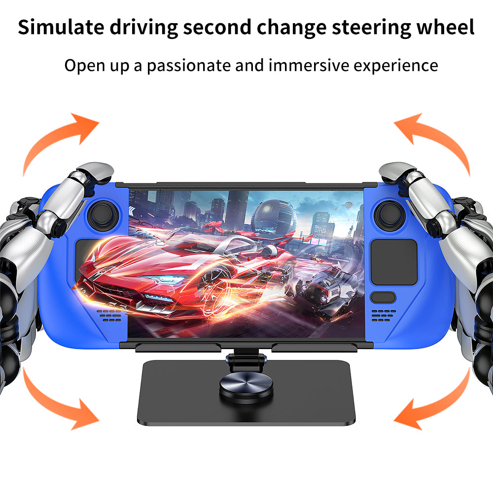 For Steam Deck Shockproof Carbon Steel Protective Case Anti-drop Game Controller Cover with Display Stand Holder