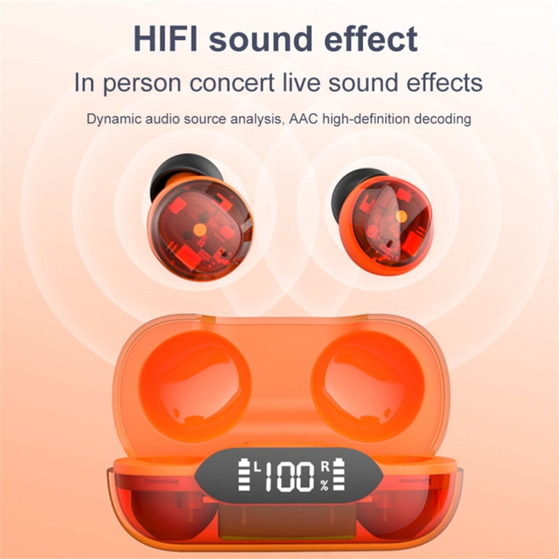Mini TWS Wireless Bluetooth Earphone Transparent Earbuds In-ear Stereo Music Gaming Headset