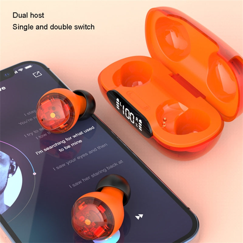 Mini TWS Wireless Bluetooth Earphone Transparent Earbuds In-ear Stereo Music Gaming Headset