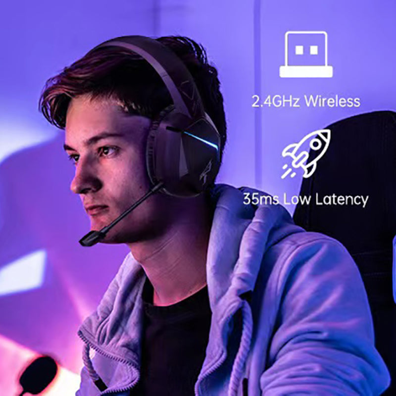 SOMIC GS401PRO 2.4G Wireless Bluetooth Headset Low Latency Gaming Headphone with RGB Light