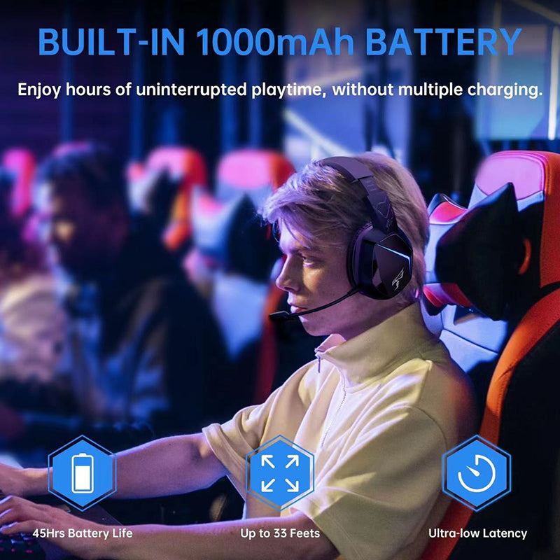 SOMIC GS401PRO 2.4G Wireless Bluetooth Headset Low Latency Gaming Headphone with RGB Light