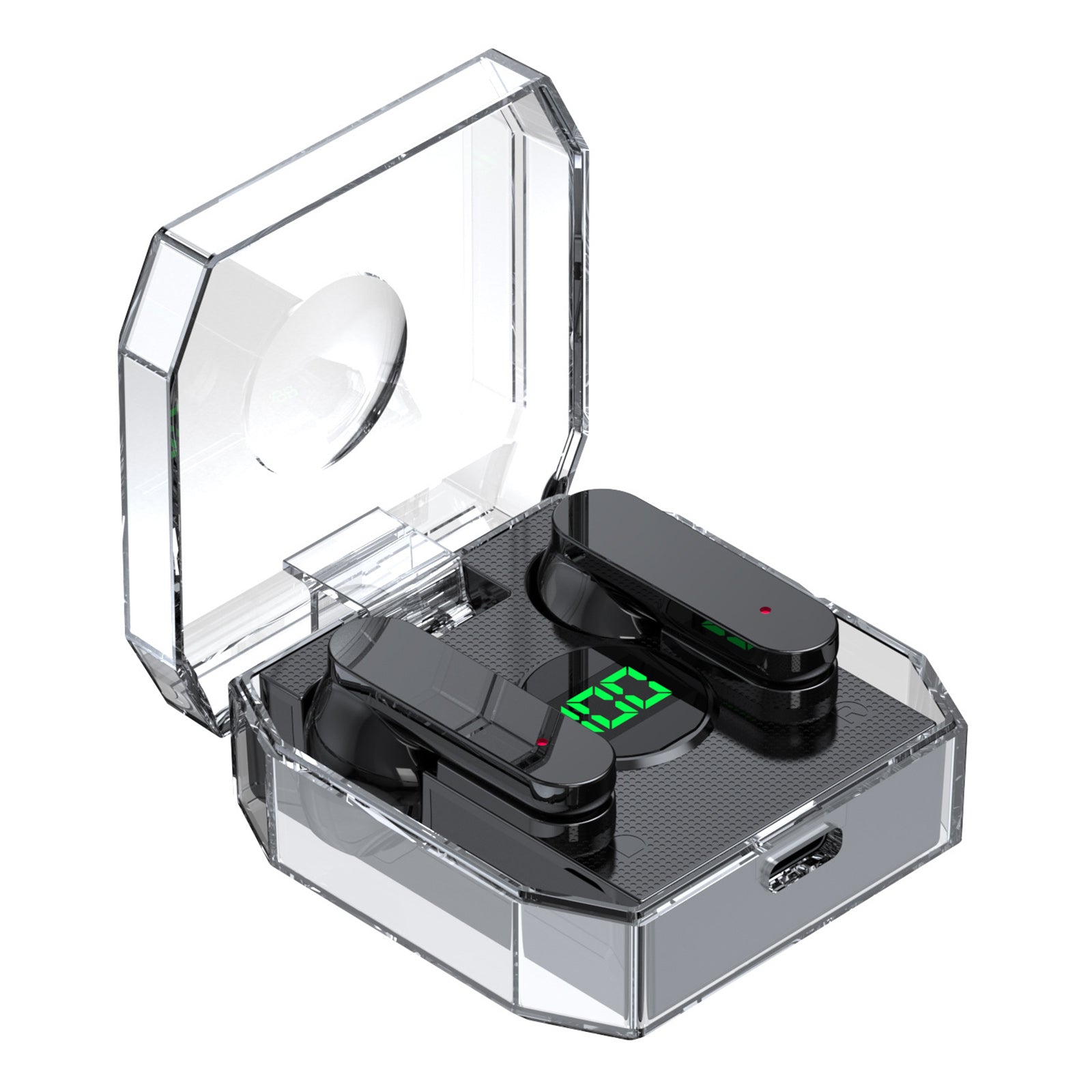 K30 Transparent Capsule Digital Touch Bluetooth Headset Half-In-Ear Wireless Earbuds with 200mAh Charging Case