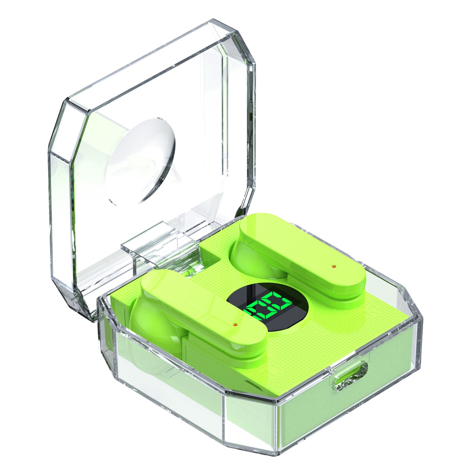 K30 Transparent Capsule Digital Touch Bluetooth Headset Half-In-Ear bezdrátová sluchátka s 200mAh nabíjecím pouzdrem