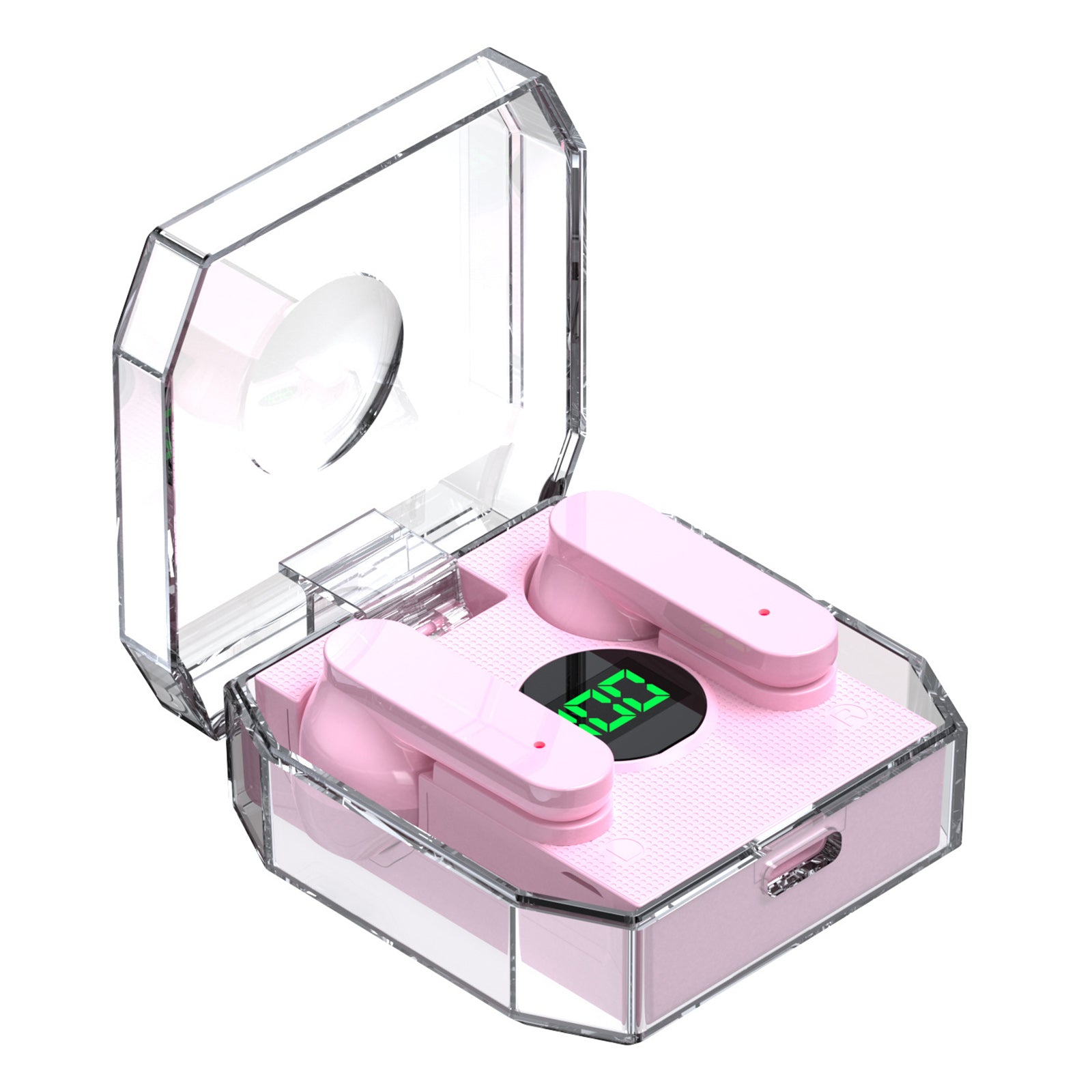K30 Transparent Capsule Digital Touch Bluetooth Headset Half-In-Ear bezdrátová sluchátka s 200mAh nabíjecím pouzdrem