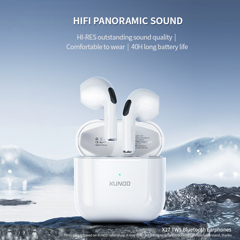 XUNDD X27 Wireless Earbuds TWS Half in-Ear Headsets Bluetooth 5.1 Headphones 40H Playtime