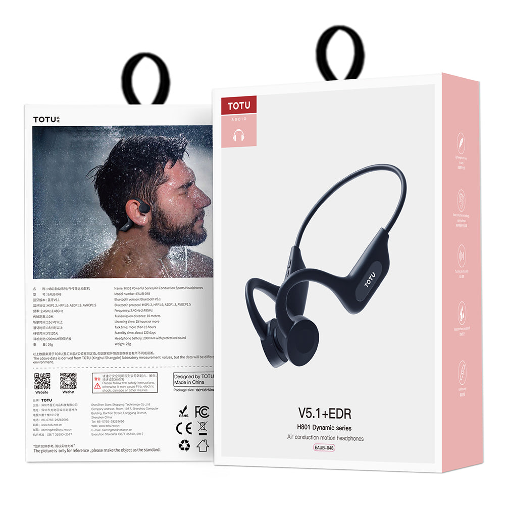 TOTU EAUB-048 Open Ear Air Conduction Headphones Music Earphones Wireless Bluetoeth 5.0 Headset