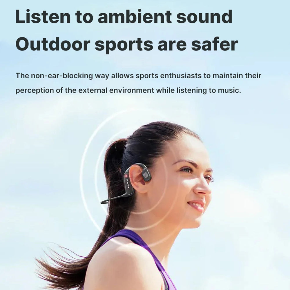 AWEI A897BL Air Conduction Bluetooth Sports Headset Waterproof Earphone Wireless Headphone
