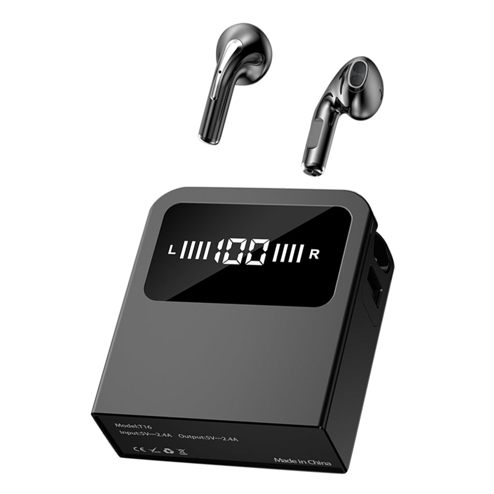 T16 6000mAh Bluetooth Headset with Power Bank Function Wireless Sports TWS Half In-Ear Headphones