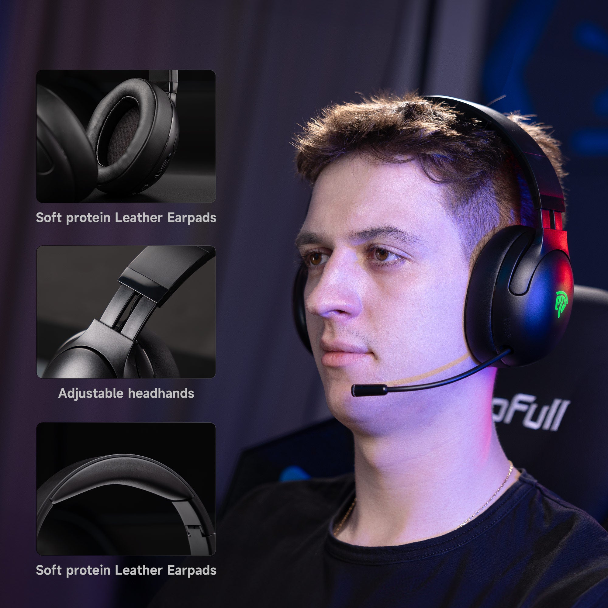 EASYSMX C08W Wireless Gaming Headset with Microphone Folding Bluetooth Gaming Headset