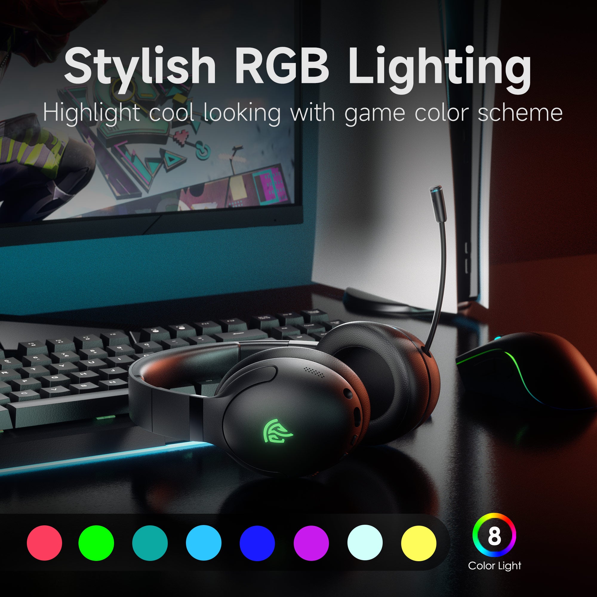 EASYSMX C08W Wireless Gaming Headset with Microphone Folding Bluetooth Gaming Headset