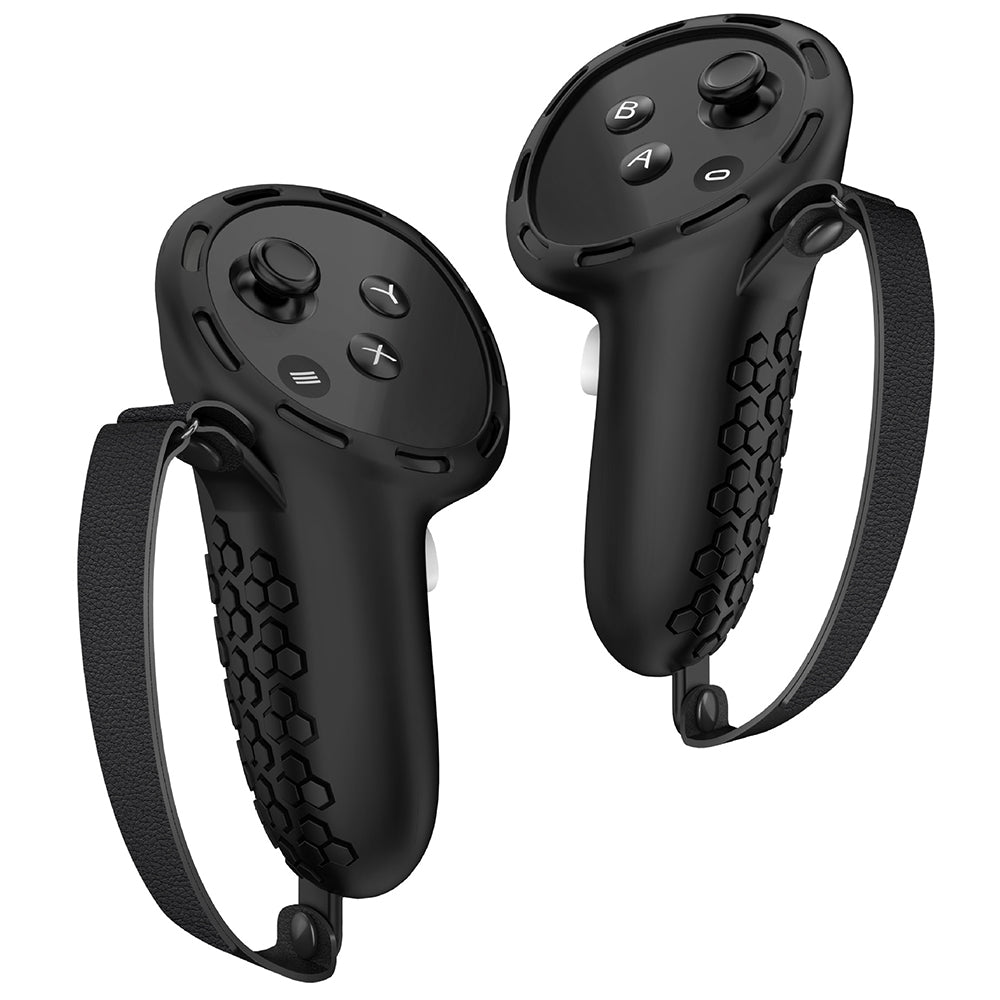 1 Pair Silicone Case for Meta Quest 3 Touch Controller Protective Grip Cover with Straps